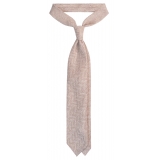 Viola Milano - Herringbone Pattern Handrolled 100% Cashmere Tie - Sand - Handmade in Italy - Luxury Exclusive Collection
