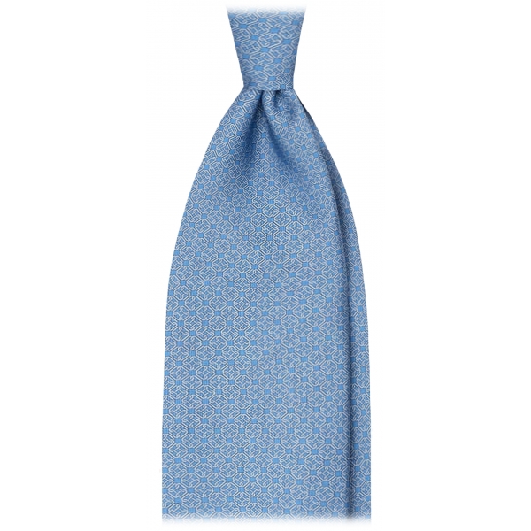 Viola Milano - Cravatta in Seta Italiana a Catena Hilario - Mix Azzurro Chiaro - Handmade in Italy - Luxury Exclusive Collection