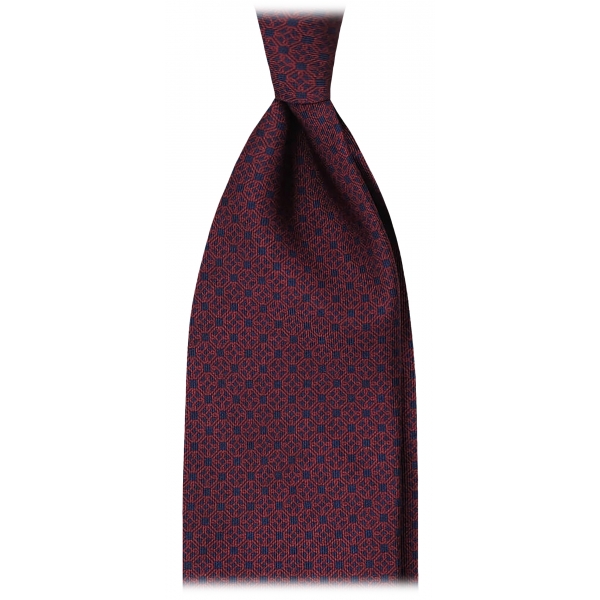 Viola Milano - Cravatta in Seta Italiana a Catena Hilario - Navy/Vino - Handmade in Italy - Luxury Exclusive Collection