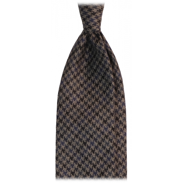 Viola Milano - Cravatta in Lana Pied de Poule - Mix Grigio/Blu Navy - Handmade in Italy - Luxury Exclusive Collection