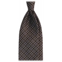 Viola Milano - Houndstooth Pattern Handrolled Wool Tie - Grey/Navy Mix - Handmade in Italy - Luxury Exclusive Collection