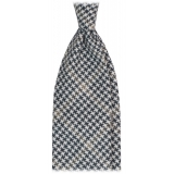 Viola Milano - Houndstooth Pattern Handrolled Wool Tie - Navy Mix - Handmade in Italy - Luxury Exclusive Collection