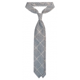 Viola Milano - Houndstooth Pattern Handrolled Wool Tie - Navy Mix - Handmade in Italy - Luxury Exclusive Collection