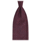 Viola Milano - Houndstooth Pattern Handrolled Wool Tie - Navy Mix - Handmade in Italy - Luxury Exclusive Collection