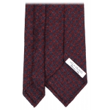 Viola Milano - Houndstooth Pattern Handrolled Wool Tie - Navy Mix - Handmade in Italy - Luxury Exclusive Collection