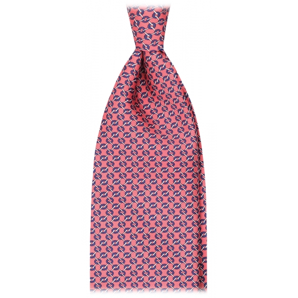 Viola Milano - Cravatta in Seta Italiana con Motivo a Catena Infiniti - Rosa - Handmade in Italy - Luxury Exclusive Collection