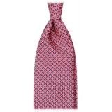 Viola Milano - Cravatta in Seta Italiana con Motivo a Catena Infiniti - Rosa - Handmade in Italy - Luxury Exclusive Collection