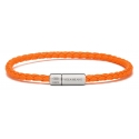 Viola Milano - Bracciale in Pelle Intrecciata Italiana - Arancione Chiaro - Handmade in Italy - Luxury Exclusive Collection