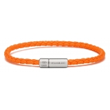 Viola Milano - Italian Braided Leather bracelet - Light Orange - Handmade in Italy - Luxury Exclusive Collection