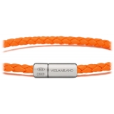 Viola Milano - Italian Braided Leather bracelet - Light Orange - Handmade in Italy - Luxury Exclusive Collection