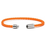 Viola Milano - Italian Braided Leather bracelet - Light Orange - Handmade in Italy - Luxury Exclusive Collection