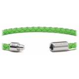 Viola Milano - Italian Braided Leather bracelet with Silver Clasp - Lime - Handmade in Italy - Luxury Exclusive Collection