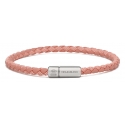 Viola Milano - Italian Braided Leather bracelet with Silver Clasp - Pink Mix - Handmade in Italy - Luxury Exclusive Collection