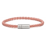 Viola Milano - Italian Braided Leather bracelet with Silver Clasp - Pink Mix - Handmade in Italy - Luxury Exclusive Collection