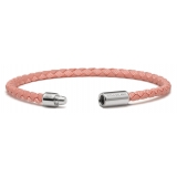 Viola Milano - Italian Braided Leather bracelet with Silver Clasp - Pink Mix - Handmade in Italy - Luxury Exclusive Collection