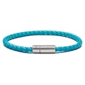 Viola Milano - Italian Braided Leather bracelet with Silver Clasp - Turquoise - Handmade in Italy - Luxury Exclusive Collection