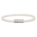 Viola Milano - Italian Braided Leather bracelet with Silver Clasp - White - Handmade in Italy - Luxury Exclusive Collection