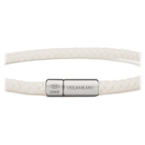 Viola Milano - Bracciale in Pelle Intrecciata Italiana - Bianco - Handmade in Italy - Luxury Exclusive Collection