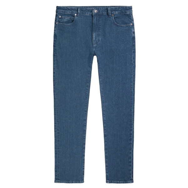 Viola Milano - Jeans Slim Leg a 5 Tasche in Denim Italiano - Blu Medio - Handmade in Italy - Luxury Exclusive Collection