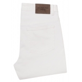 Viola Milano - Italian Denim Slim Leg 5-Pocket Jeans - White - Handmade in Italy - Luxury Exclusive Collection