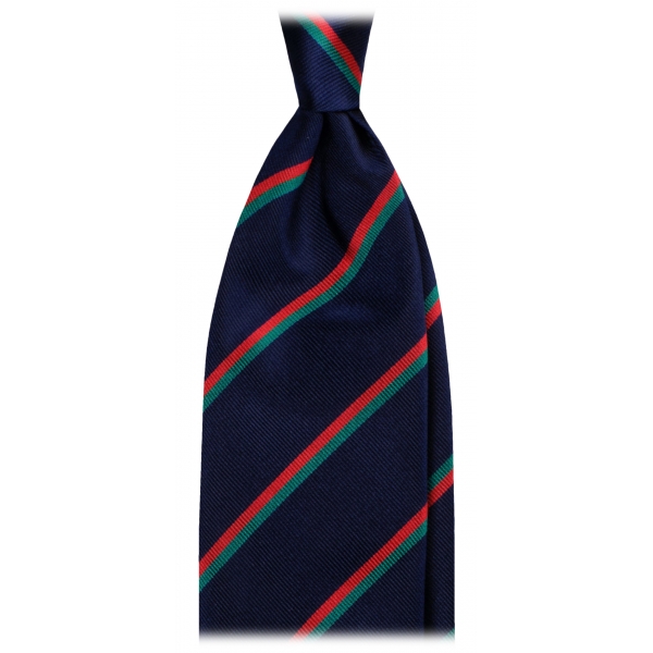 Viola Milano - Cravatta Vintage in Seta a Righe Italiane - Blu Navy - Handmade in Italy - Luxury Exclusive Collection