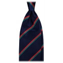 Viola Milano - Cravatta Vintage in Seta a Righe Italiane - Blu Navy - Handmade in Italy - Luxury Exclusive Collection