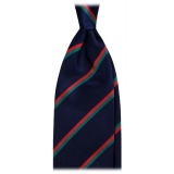 Viola Milano - Cravatta Vintage in Seta a Righe Italiane - Blu Navy - Handmade in Italy - Luxury Exclusive Collection