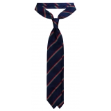 Viola Milano - Cravatta Vintage in Seta a Righe Italiane - Blu Navy - Handmade in Italy - Luxury Exclusive Collection