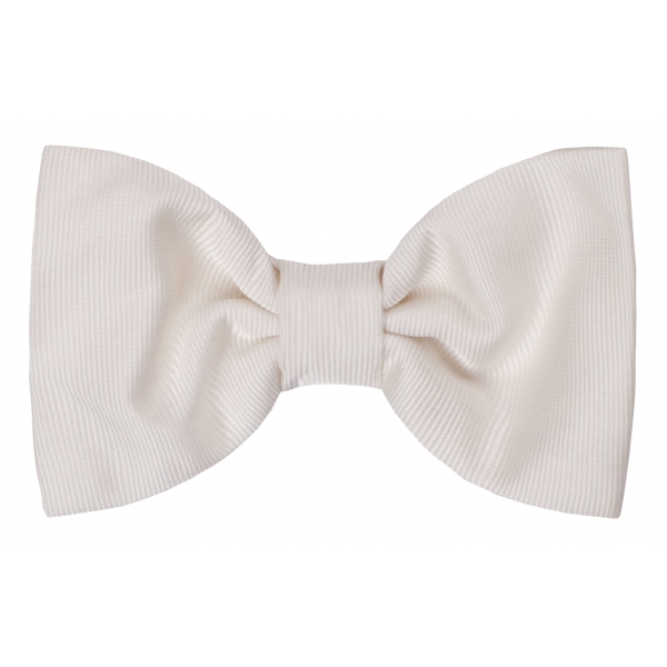 Viola Milano - Papillon in Grosgrain Avorio Pronto da Annodare - Handmade in Italy - Luxury Exclusive Collection