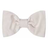 Viola Milano - Papillon in Grosgrain Avorio Pronto da Annodare - Handmade in Italy - Luxury Exclusive Collection