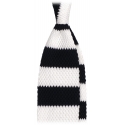 Viola Milano - Knitted Classic Stripe Silk Tie - Navy/White - Handmade in Italy - Luxury Exclusive Collection