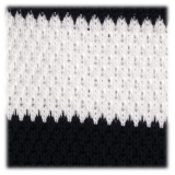 Viola Milano - Knitted Classic Stripe Silk Tie - Navy/White - Handmade in Italy - Luxury Exclusive Collection