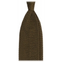 Viola Milano - Cravatta in Seta con Motivo a V - Verde Militare - Handmade in Italy - Luxury Exclusive Collection