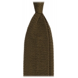 Viola Milano - Cravatta in Seta con Motivo a V - Verde Militare - Handmade in Italy - Luxury Exclusive Collection