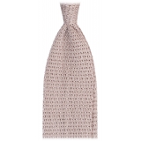 Viola Milano - Knitted Solid V-End Silk Tie - Beige - Handmade in Italy - Luxury Exclusive Collection