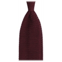 Viola Milano - Knitted Solid V-End Silk Tie - Burgundy - Handmade in Italy - Luxury Exclusive Collection
