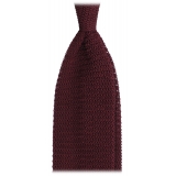 Viola Milano - Cravatta in Seta Lavorata a Maglia con Motivo a V - Bordeaux - Handmade in Italy - Luxury Exclusive Collection