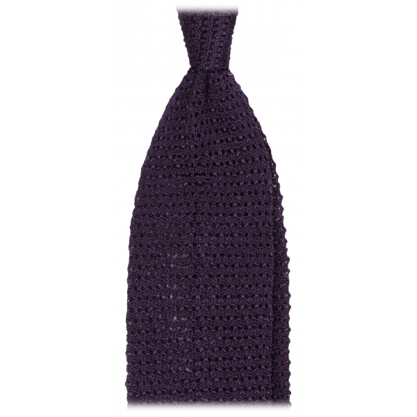 Viola Milano - Cravatta in Seta con Motivo a V - Viola Intenso - Handmade in Italy - Luxury Exclusive Collection