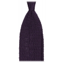 Viola Milano - Cravatta in Seta con Motivo a V - Viola Intenso - Handmade in Italy - Luxury Exclusive Collection