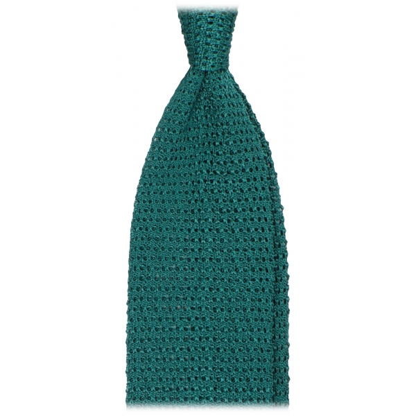 Viola Milano - Cravatta in Seta con Motivo a V - Verde Autunnale - Handmade in Italy - Luxury Exclusive Collection