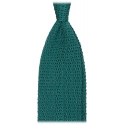 Viola Milano - Cravatta in Seta con Motivo a V - Verde Autunnale - Handmade in Italy - Luxury Exclusive Collection