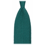 Viola Milano - Cravatta in Seta con Motivo a V - Verde Autunnale - Handmade in Italy - Luxury Exclusive Collection