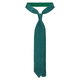 Viola Milano - Cravatta in Seta con Motivo a V - Verde Autunnale - Handmade in Italy - Luxury Exclusive Collection
