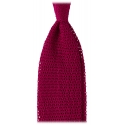Viola Milano - Cravatta in Seta Lavorata a Maglia con Motivo a V - Fucsia - Handmade in Italy - Luxury Exclusive Collection