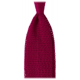 Viola Milano - Cravatta in Seta Lavorata a Maglia con Motivo a V - Fucsia - Handmade in Italy - Luxury Exclusive Collection