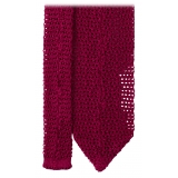 Viola Milano - Cravatta in Seta Lavorata a Maglia con Motivo a V - Fucsia - Handmade in Italy - Luxury Exclusive Collection