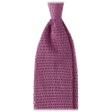 Viola Milano - Knitted Solid V-End Silk Tie - Glicine - Handmade in Italy - Luxury Exclusive Collection