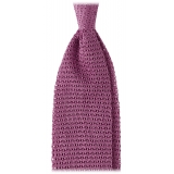 Viola Milano - Knitted Solid V-End Silk Tie - Glicine - Handmade in Italy - Luxury Exclusive Collection