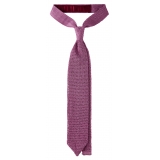 Viola Milano - Cravatta in Seta Lavorata a Maglia con Motivo a V - Glicina - Handmade in Italy - Luxury Exclusive Collection