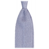 Viola Milano - Cravatta in Seta con Motivo a V - Blu Ghiaccio - Handmade in Italy - Luxury Exclusive Collection